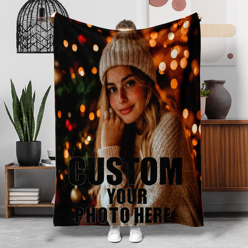 Flannel Personalized Photo Custom Pattern Blanket, Gift for Family